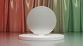 Minimalist Stage with Circular Element and Draped Fabric Backdrop Royalty Free Stock Photo