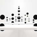 Minimalist Stage Design: Flowing Black And White Circles On A White Table