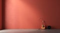 Minimalist Stage Design: Guitar In A Light Crimson Room