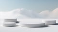 Minimalist Stage Designs: White Round Pedestals In A Contemporary Landscape