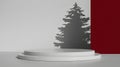 Minimalist Stage with Pine Tree Shadow and Red Accent Royalty Free Stock Photo