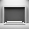Minimalist White Stage Podium with Archway and Dark Gray Background platform Royalty Free Stock Photo