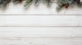 Minimalist Staging: White Wood Background With Pine Cones And Fir Branches Royalty Free Stock Photo