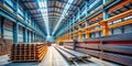 Minimalist Steel Warehouse A Study in Industrial Architecture Featuring Robust IBeams and Raw Construction Materials Royalty Free Stock Photo