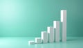 Minimalist step staircase illustration on teal background. White blocks progressively increase in size growth, upward trajectory. Royalty Free Stock Photo