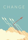 Red arrow changing direction and white ones. New idea, change, trend, courage, creative solution,business, innova Royalty Free Stock Photo