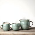 Still Life: Green Ceramic Cups Royalty Free Stock Photo