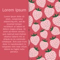 Minimalist strawberry vector pattern. Simple summer berry ornament. Doodle, flat, hand drawn texture for wallpaper.