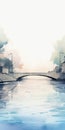 Minimalist Street Art: Serene River In Abstract Watercolor