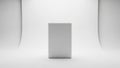 Minimalist studio product shot of a plain white rectangular box on a seamless white cyclorama background Royalty Free Stock Photo