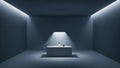 Minimalist studio scene with illuminated pedestal and two Royalty Free Stock Photo