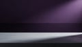 Minimalist studio scene with purple wall and concrete platform bathed in light Royalty Free Stock Photo