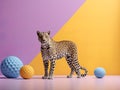 Minimalist studio setup focuses on the elegant and powerful leopard, capturing this captivating wild feline. Royalty Free Stock Photo