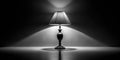 A Minimalist Study in Light and Shadow A Table Lamps Striking Silhouette Against a Dark Background Royalty Free Stock Photo