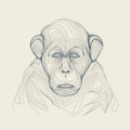 Minimalist Style: A Little Chimpanzee Drawing With Simple Strokes Royalty Free Stock Photo