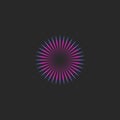 Minimalist style logo round illusion fascinating look emblem, vaporwave or synthwave abstract sun neon logotype