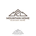 Minimalist style mountain home or villa logo design template Royalty Free Stock Photo