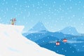 Minimalist style Snow Ski concept. Flat Minimal Landscape Illustration Eps10 Royalty Free Stock Photo