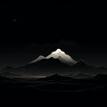 Minimalist Stylized Snowy Mountain Landscape In Black And White