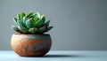 Minimalist Succulent in a Rustic Ceramic Pot Royalty Free Stock Photo