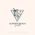 minimalist summer beach logo design vector best for travel logo designs inspiration Royalty Free Stock Photo