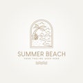 minimalist summer beach vibes badge line art icon label logo template vector illustration design. simple modern summer beach with Royalty Free Stock Photo