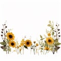 Minimalist Sunflower Frame Framed Serenity Royalty Free Stock Photo