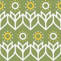 Minimalist sunflower inspired pattern in green