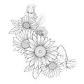 minimalist sunflower line drawing, aesthetic sunflower drawing, minimalist one-line sunflower, sunflower bouquet