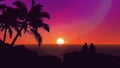 Minimalist sunset beach vector landscape