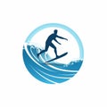 Minimalist Surfer Icon Riding a Wave