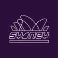 Minimalist Sydney logo in line style. Abstract silhouette of Opera House with caption. Isolated vector design for print