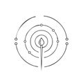 Minimalist Symbol of Inspiration: Matchstick Flame Within Circular Radiating Design Royalty Free Stock Photo