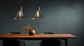 Minimalist Table Pendant Lights: Dark Gray And Dark Amber Hanging Lamp