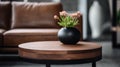 Minimalist Table With White Top And Flower Vase