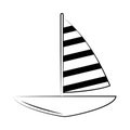 Minimalist tattoo boho sailboat marine line art icon over white background