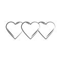 Minimalist tattoo hearts love boho line art icon over white background Royalty Free Stock Photo