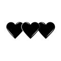 Minimalist tattoo hearts love boho silhouette art icon over white background