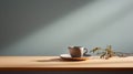 Minimalist Tea Table With Juxtaposition Of Light And Shadow