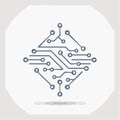 Minimalist Tech Circuitry Line Art Icon Royalty Free Stock Photo