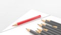 Minimalist template Business Concepts with copy space by top view close up Red pencil with diagonal and Grey Pencil