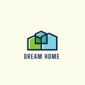 Minimalist three home abstract logo design template