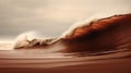 Minimalist Tidal Bore: Hyperrealistic Wave Art In Brown And Yellow