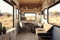 minimalist tiny house on wheels bedroom interior design, copy space