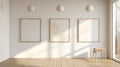 Minimalist Tonalist Paintings: Three Frames In An Empty White Room