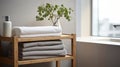 Minimalist Towels Displayed On Shelf With Ssaku Hanga Style