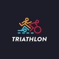 Minimalist Triathlon endurance multisport race, swimming, cycling, and running logo vector Royalty Free Stock Photo