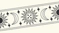 Minimalist Tribal Sun Moon Star Border Vector, vector design Generative AI Royalty Free Stock Photo