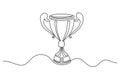 Minimalist trophy cup continuous one line outline artwork Royalty Free Stock Photo