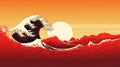 Minimalist Tsunami: The Great Wave In Pop Art-inspired Illustrations Royalty Free Stock Photo